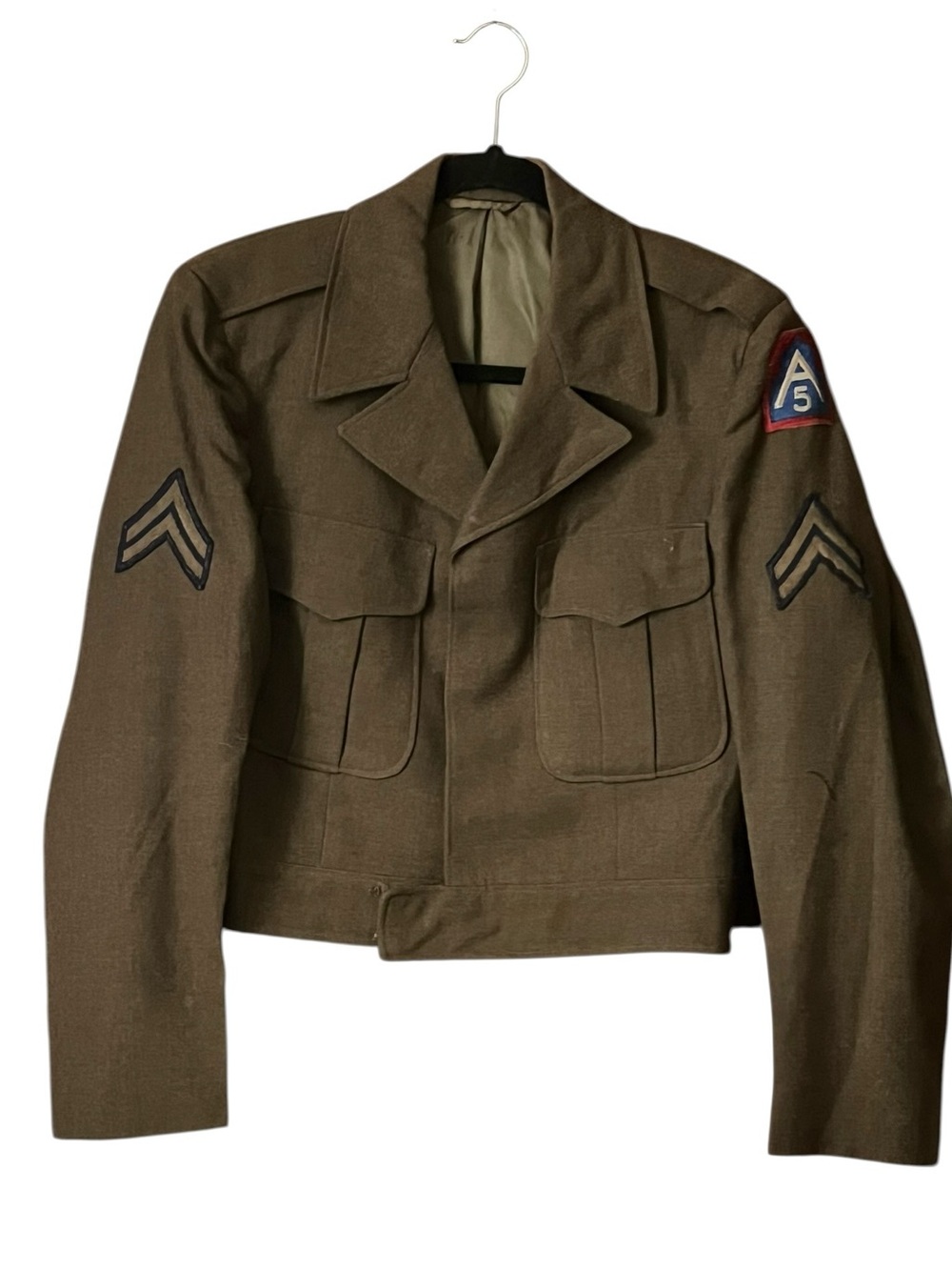 VTG. U.S. Army Corporal World War ll Wool “lke” Button front Jacket w/ letters